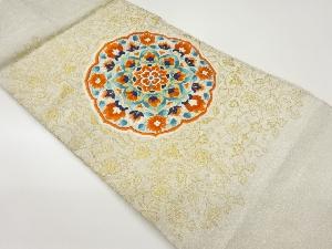 華文に菊唐草模様織出し名古屋帯